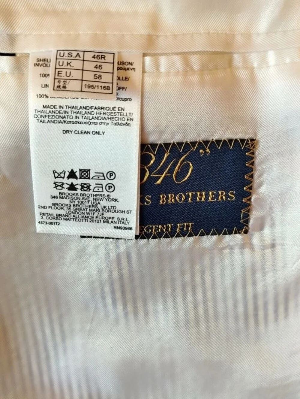 Brooks Brothers Suit Blazer/Jacket-346 Striped Three Button 100% Cotton Size 46